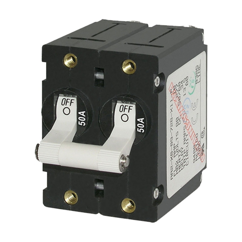 [BS-7242-BLA] BLUE SEA A-SERIES TOGGLE CIRCUIT BREAKER 50A DOUBLE POLE WHT (BS-7242)
