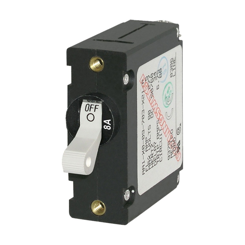 [BS-7299-BLA] BLUE SEA A-SERIES TOGGLE CIRCUIT BREAKER 8A SINGLE POLE WHT (BS-7299)