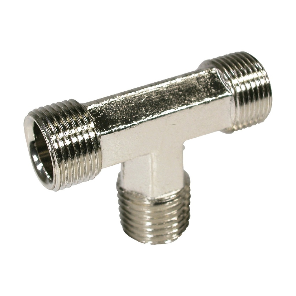 [293618-BLA] RELIANCE CHROMED BRASS TEE FITTING 1/4"NPT-3/8"TUBE (293618)