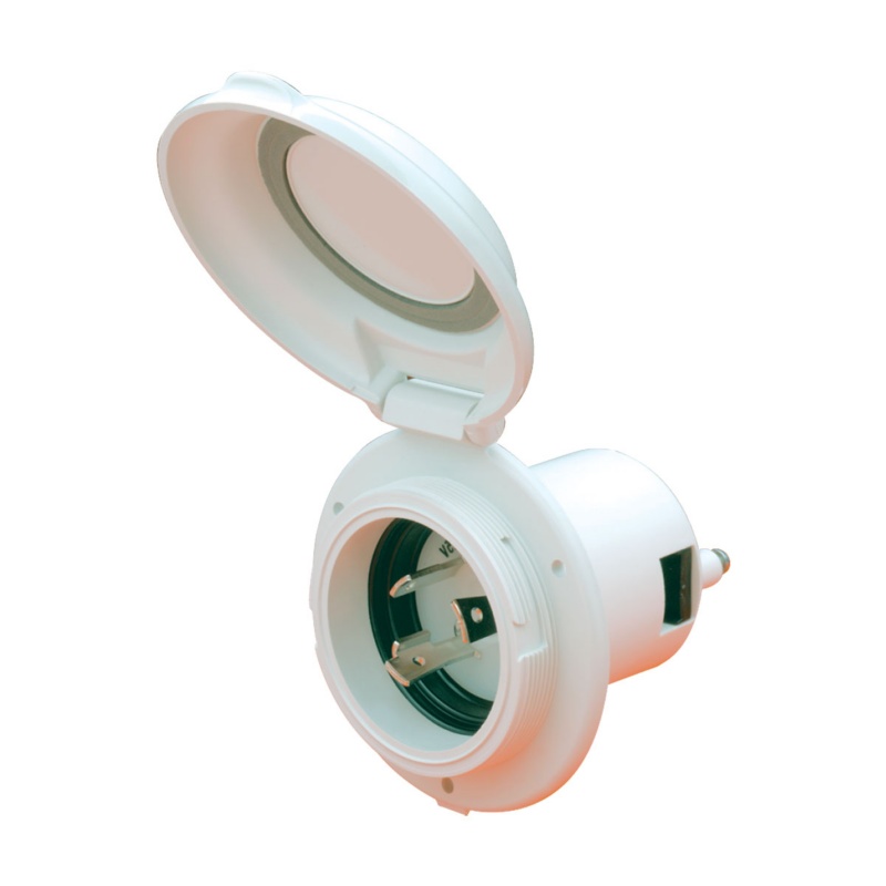 [114700-BLA] MARINCO POWER INLET SOCKET 16A 230V 50HZ WHITE (114700)