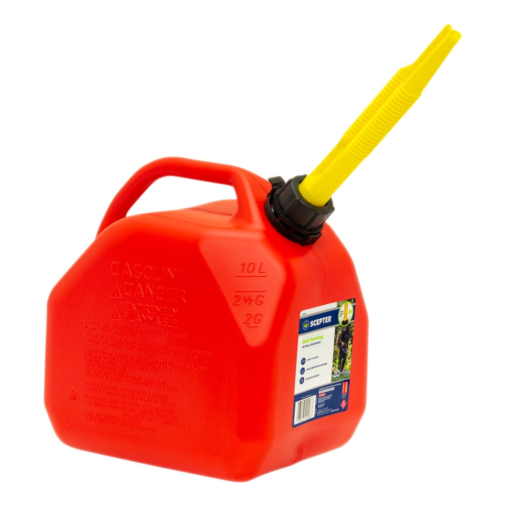 [200042-BLA] SCEPTER SQUAT STYLE JERRY CAN PETROL RED 10L (200042)