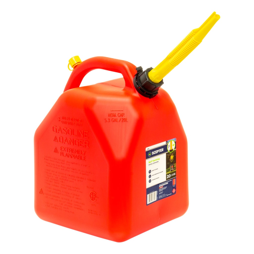 [200044-BLA] SCEPTER SQUAT STYLE JERRY CAN PETROL RED 20L (200044)