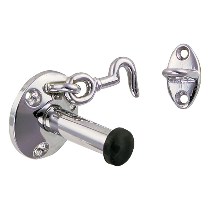 [401984-BLA] PERKO DOOR STOP AND CATCH CHROME AND RUBBER (401984)