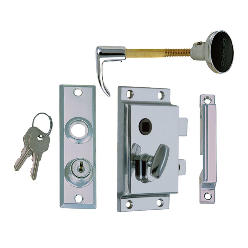 [402030-BLA] PERKO NON MORTISE LATCH SET CHROME BOX STRIKER (402030)