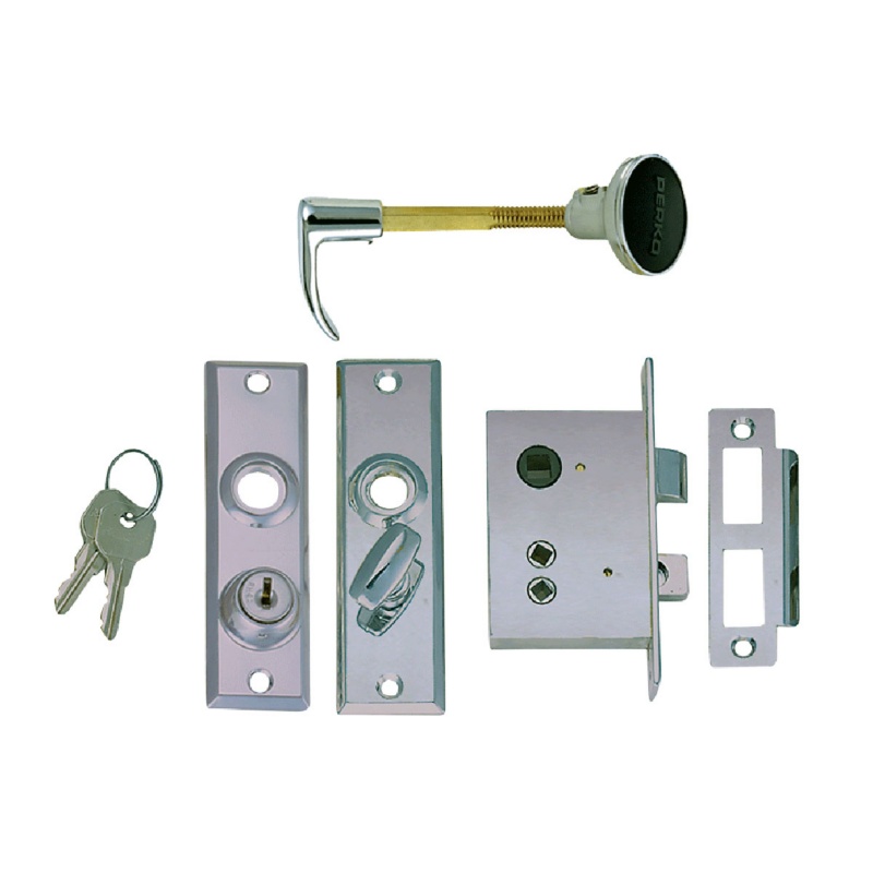[402040-BLA] PERKO 0927 MORTISE LATCH SET CHROME KEY LOCK (402040)