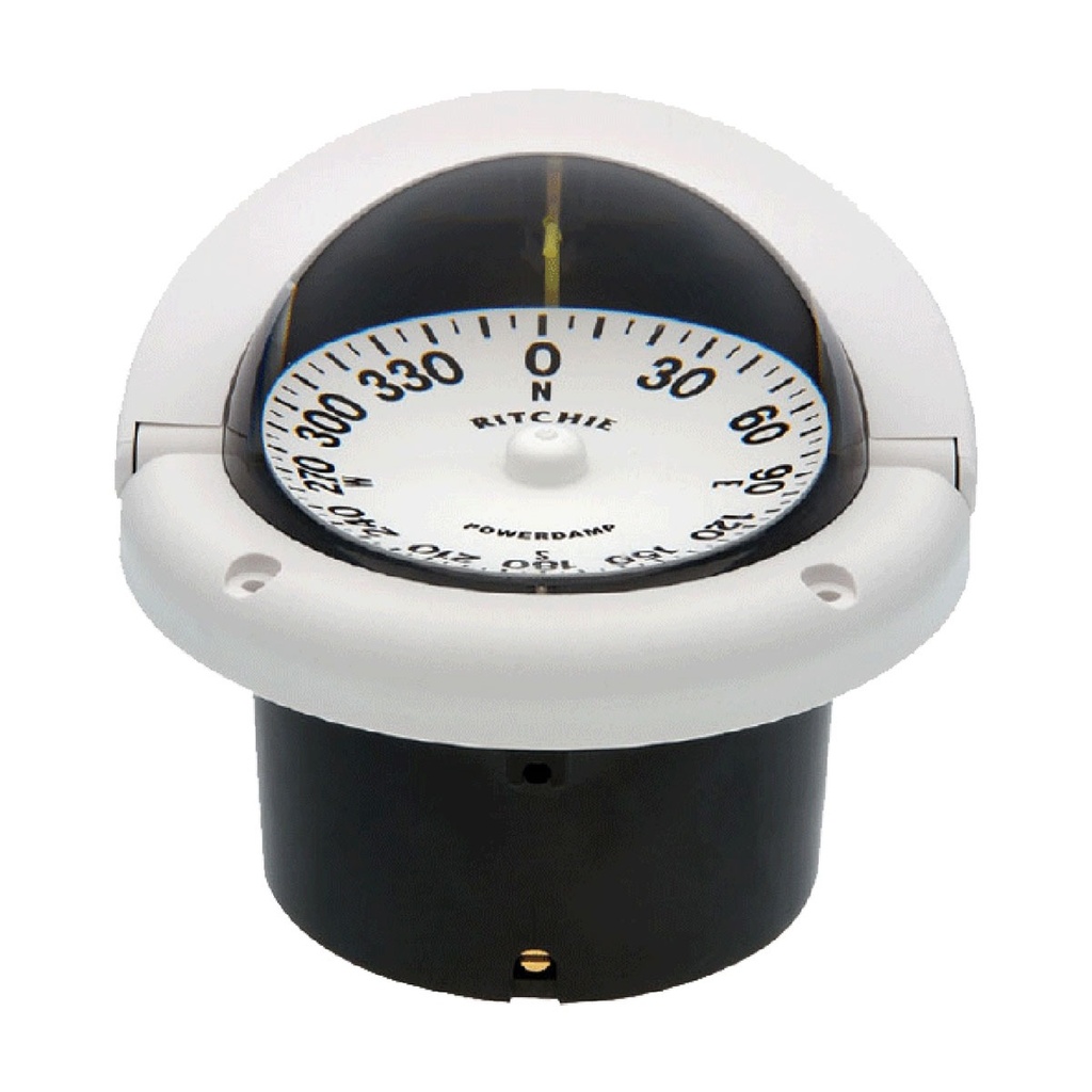 [232115-BLA] RITCHIE POWERDAMP HELMSMAN FLUSH MOUNT COMPASS WHITE 12V (232115)