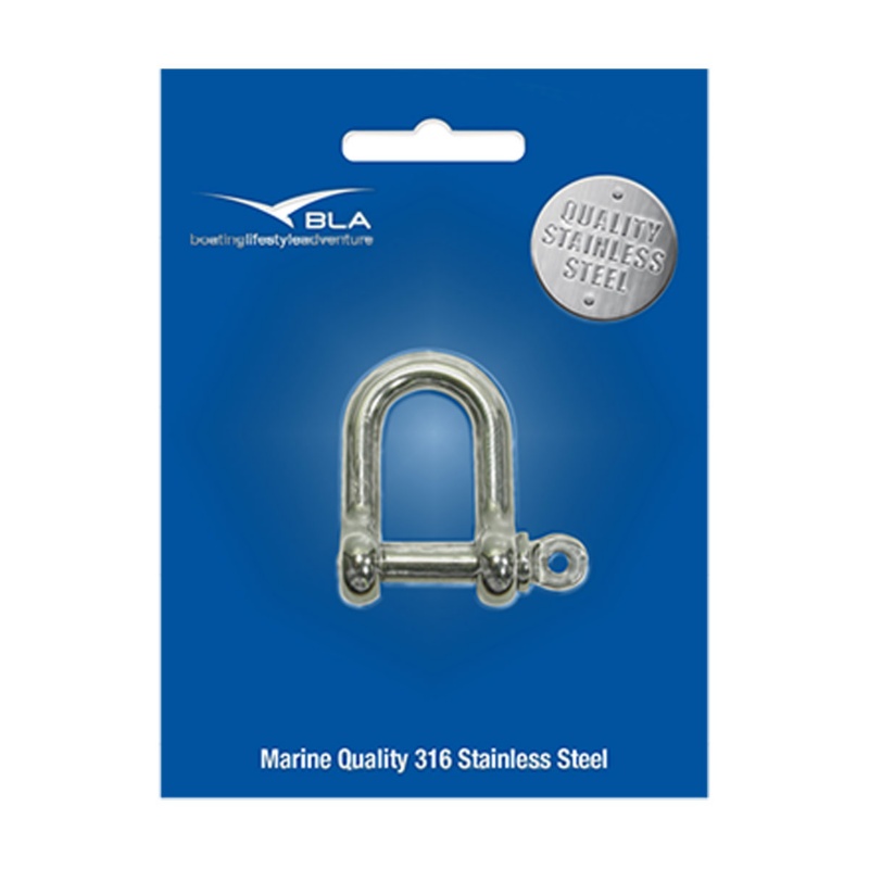 [161004P-BLA] BLA STAINLESS STEEL D SHACKLE G316 5MM PACK 1 (161004P)