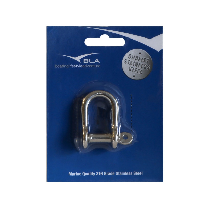 [161028P-BLA] BLA PRESSED STAINLESS STEEL D SHACKLE G316 8MM PKT (161028P)