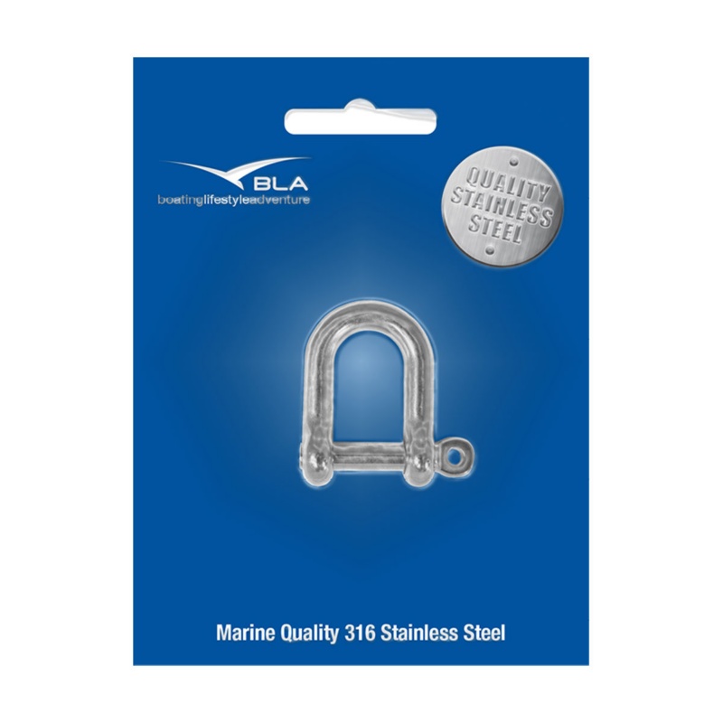 [161066P-BLA] BLA STAINLESS STEEL CAPTIVE PIN D SHACKLE G316 8MM PKT (161066P)