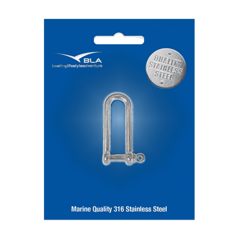 [161074P-BLA] BLA STAINLESS STEEL LONG D SHACKLE G316 8MM PACK 1 (161074P)