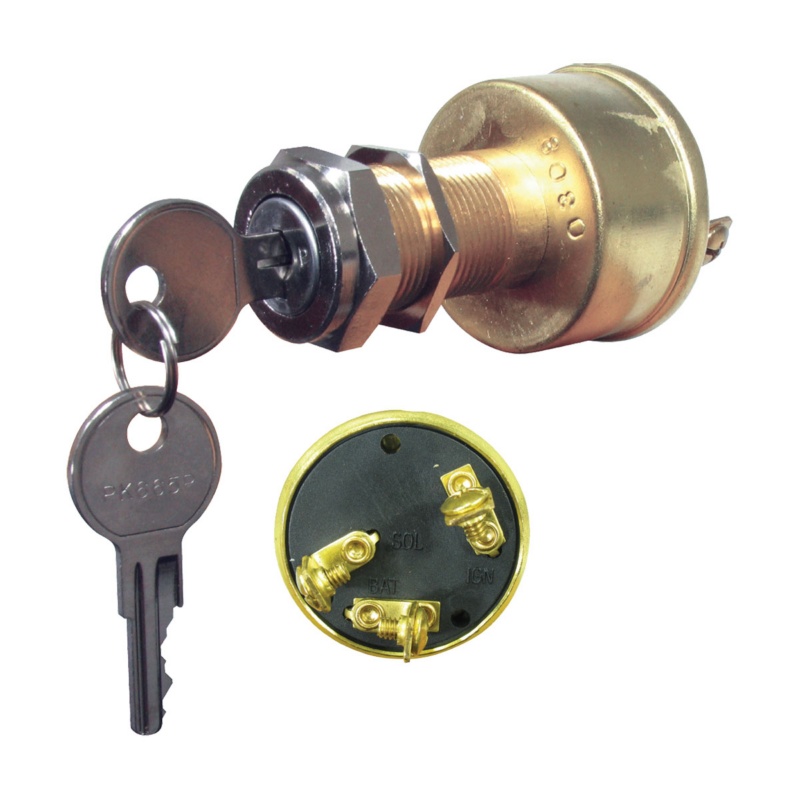 [SMP39060-1-BLA] SIERRA IGNITION SWITCH BRASS 3 POSITION 12V (SMP39060-1)