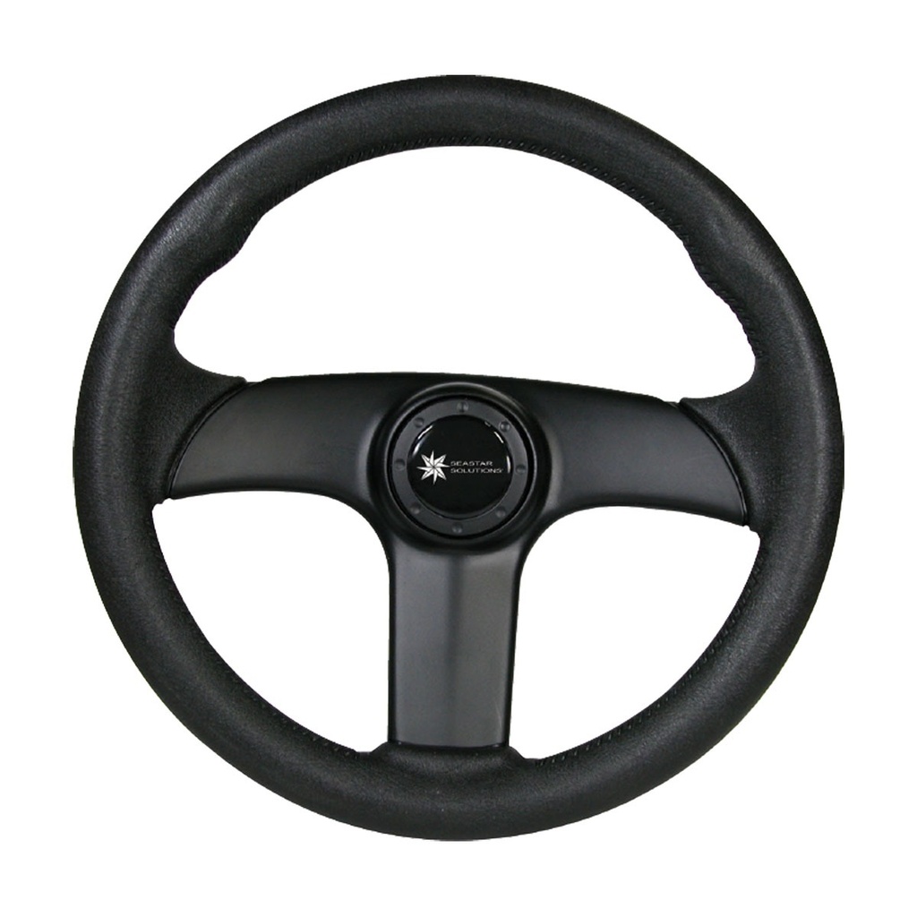 [271086-BLA] DETMAR VIPER STEERING WHEEL PVC 3 SPOKE 340MM BLACK INC MED (271086)