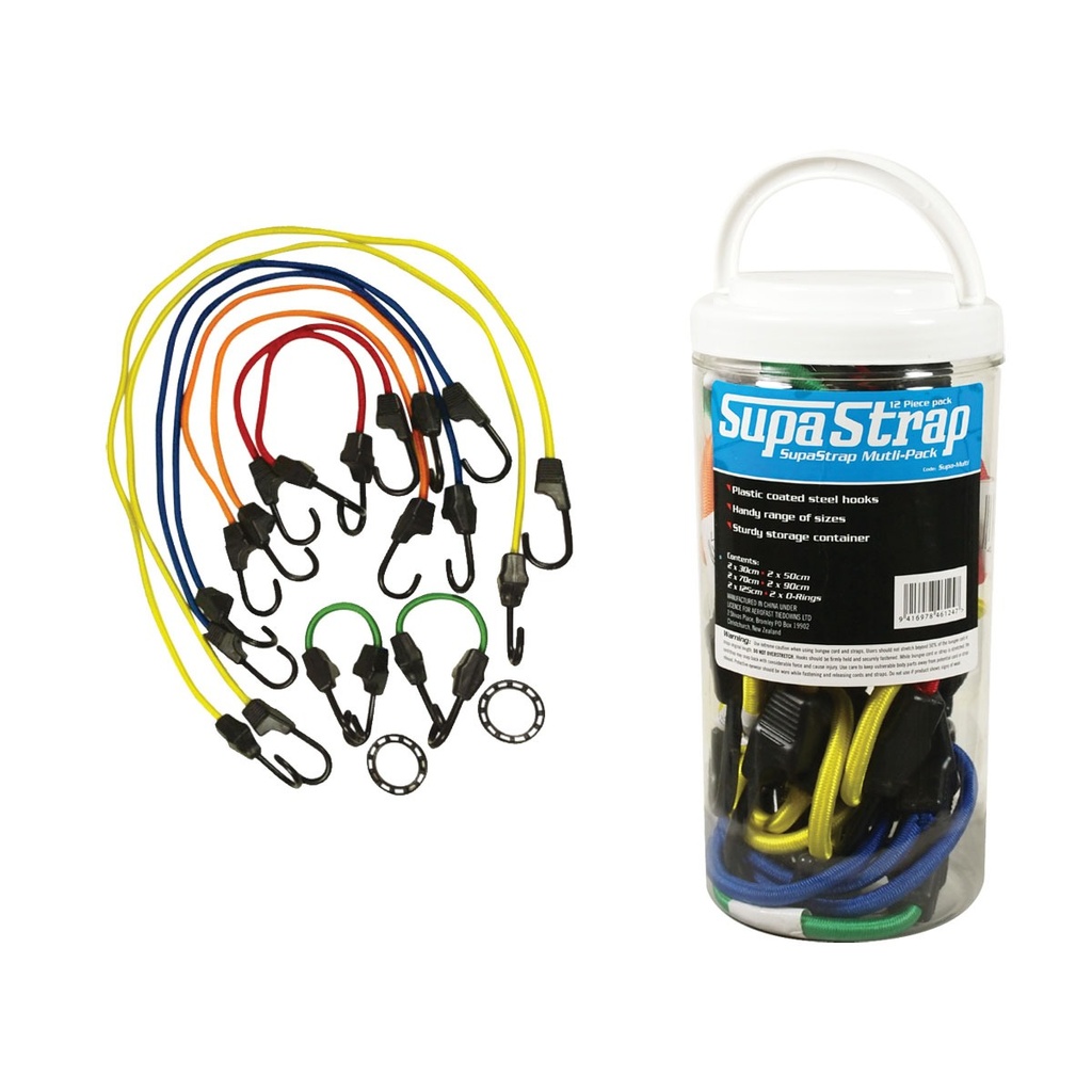 [215000-BLA] AEROFAST STRAP MULTI PACK 12 ROUND ASSRTD LENGTHS (215000)