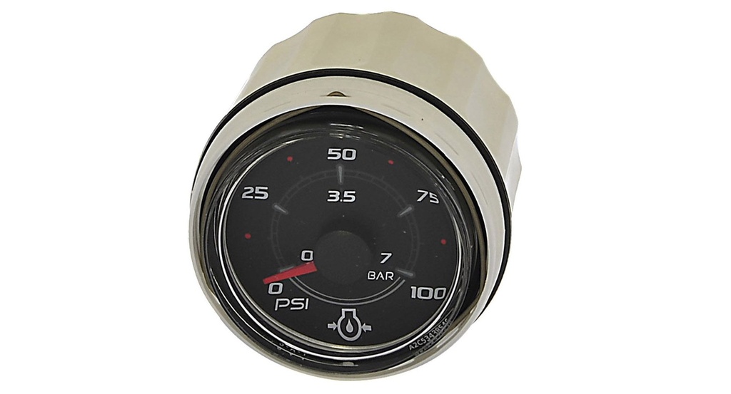 [79 8M0052848] OIL PRESSURE GAUGE - 0-100 PSI 52MM BLACK FACE GLASS LENS (8M0052848)