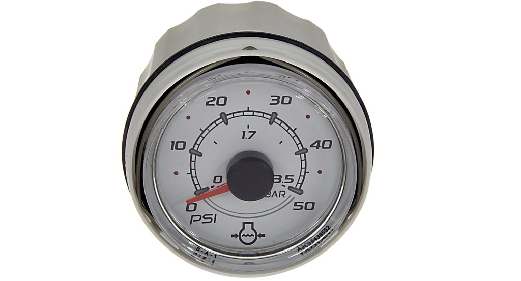 [79 8M0052871] WATER PRESSURE GAUGE 52MM WHITE FACE GLASS LENS (8M0052871)