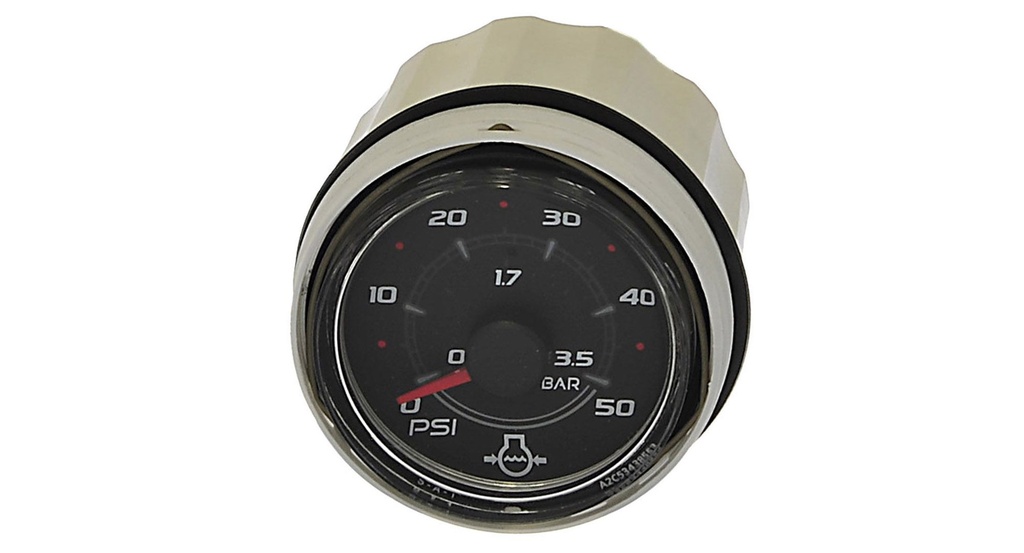 [79 8M0052850] WATER PRESSURE GAUGE 52MM BLACK FACE GLASS LENS (8M0052850)