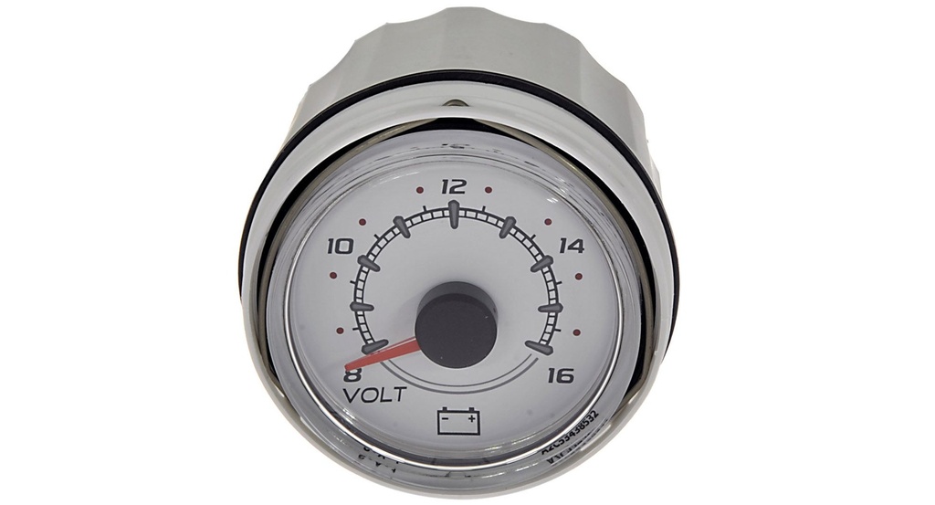 [79 8M0052864] VOLTAGE GAUGE (12 V) 52MM WHITE FACE GLASS LENS (8M0052864)