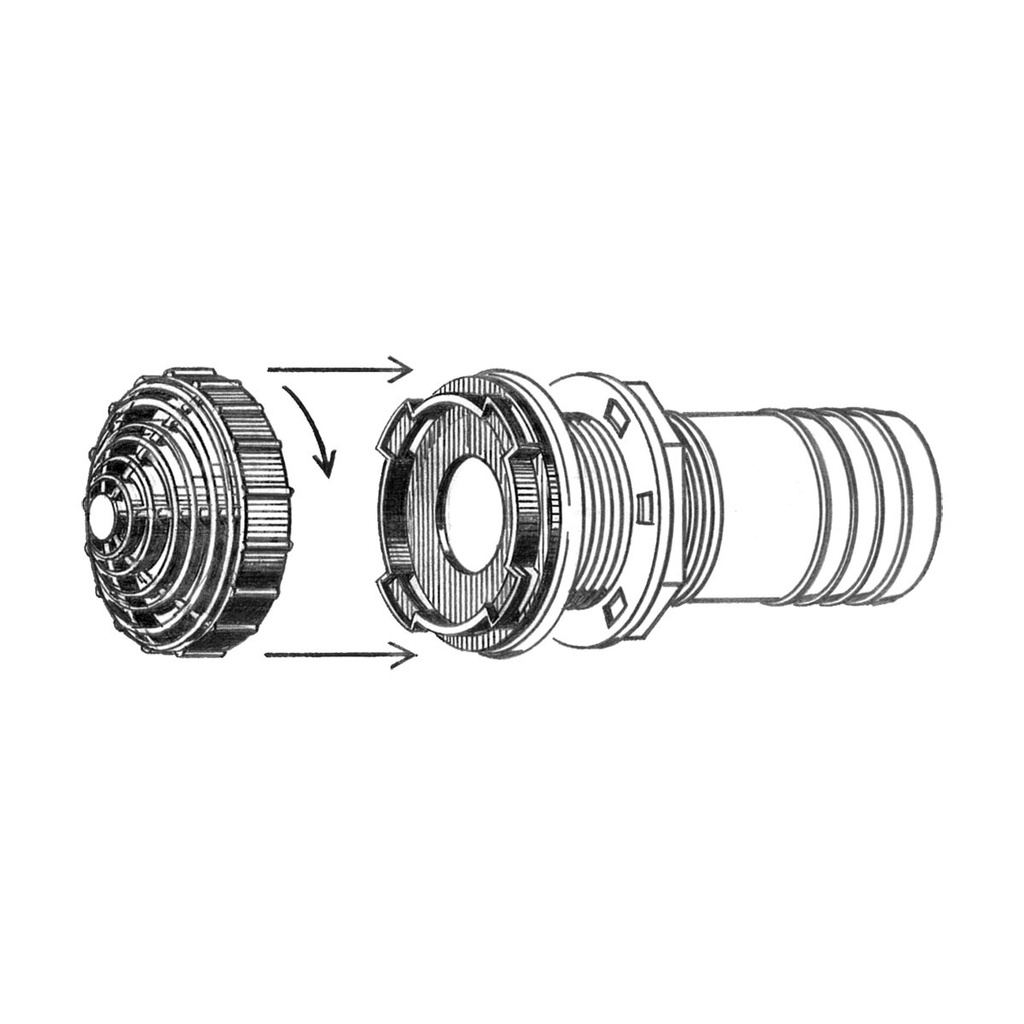 T-H MARINE OVERFLOW FITTING 38MM STRAIGHT (131972)