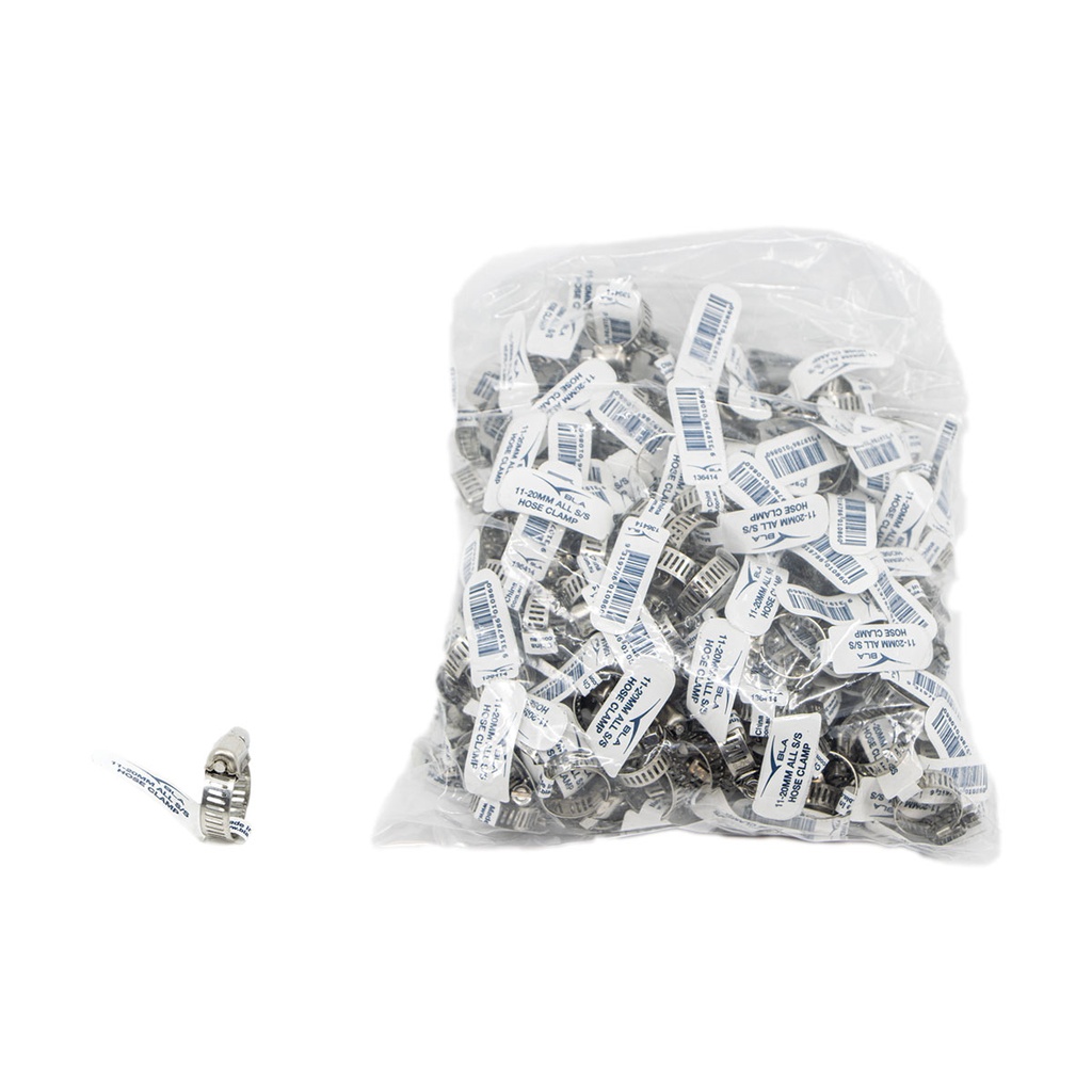 [136414B-BLA] BLA STAINLESS STEEL HOSE CLAMP 11-20MM 200 PACK (136414B)