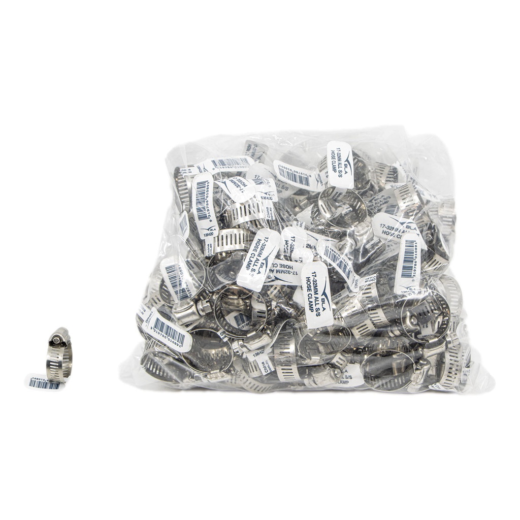 [136420B-BLA] BLA STAINLESS STEEL HOSE CLAMP 17-32MM 100 PACK (136420B)