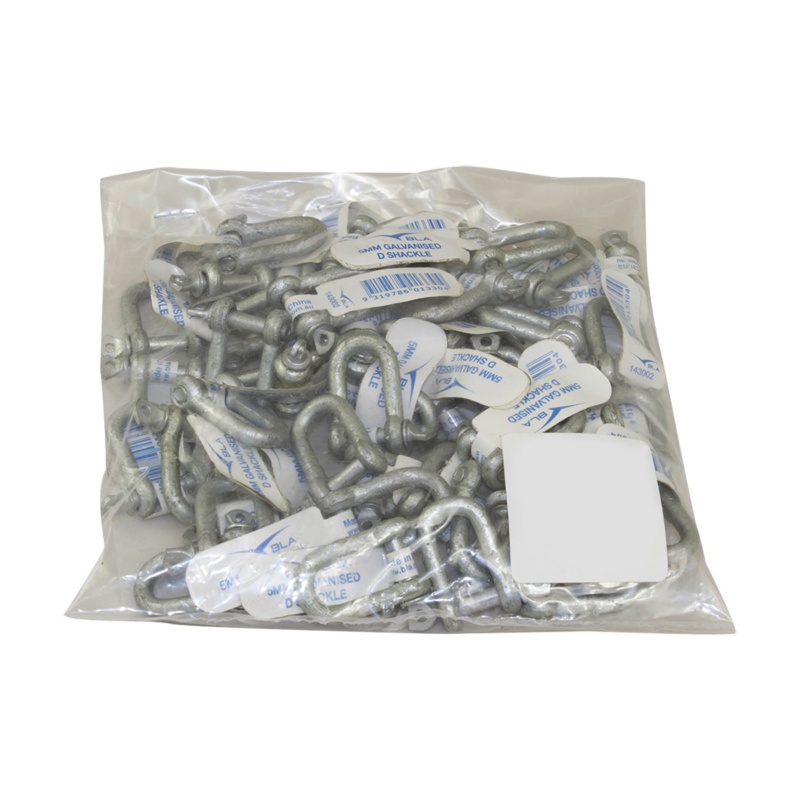 [143004B-BLA] BLA GALVANISED D SHACKLE 6MM 200 PACK (143004B)