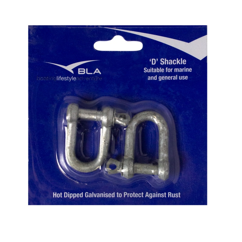 [143004P2-BLA] BLA GALVANISED D SHACKLE 6MM 2 PACK (143004P2)