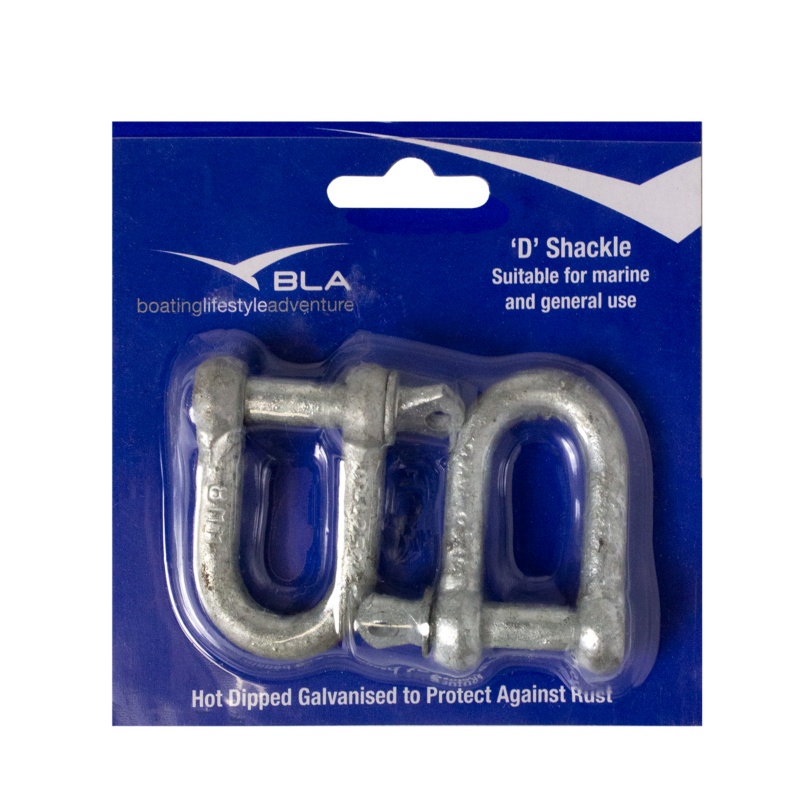 [143006P2-BLA] BLA GALVANISED D SHACKLE 8MM 2 PACK (143006P2)