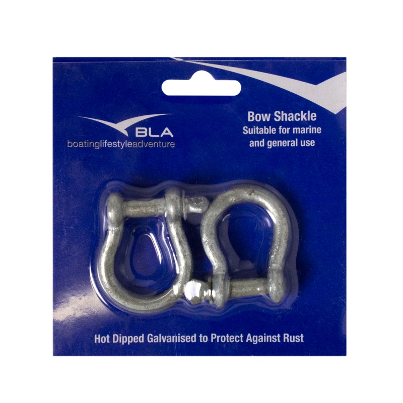 [143054P2-BLA] BLA GALVANISED BOW SHACKLE 6MM 2 PACK (143054P2)