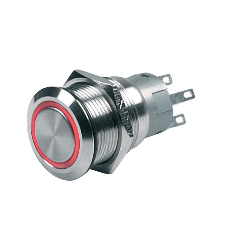 [112922-BLA] CZONE STAINLESS STEEL PUSH BUTTON SWITCH ON-OFF RED (112922)