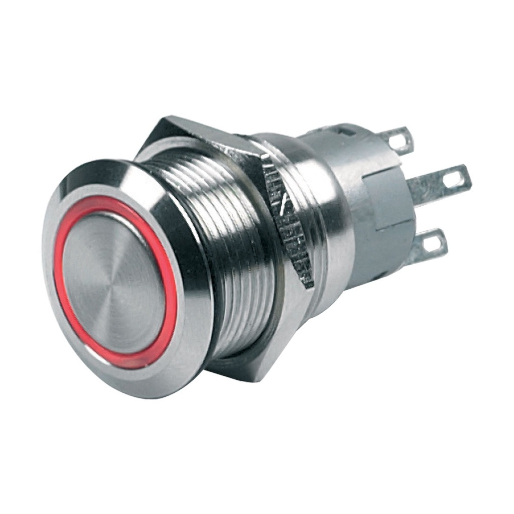 [112928-BLA] CZONE STAINLESS STEEL PUSH BUTTON SWITCH (ON)-OFF RED (112928)