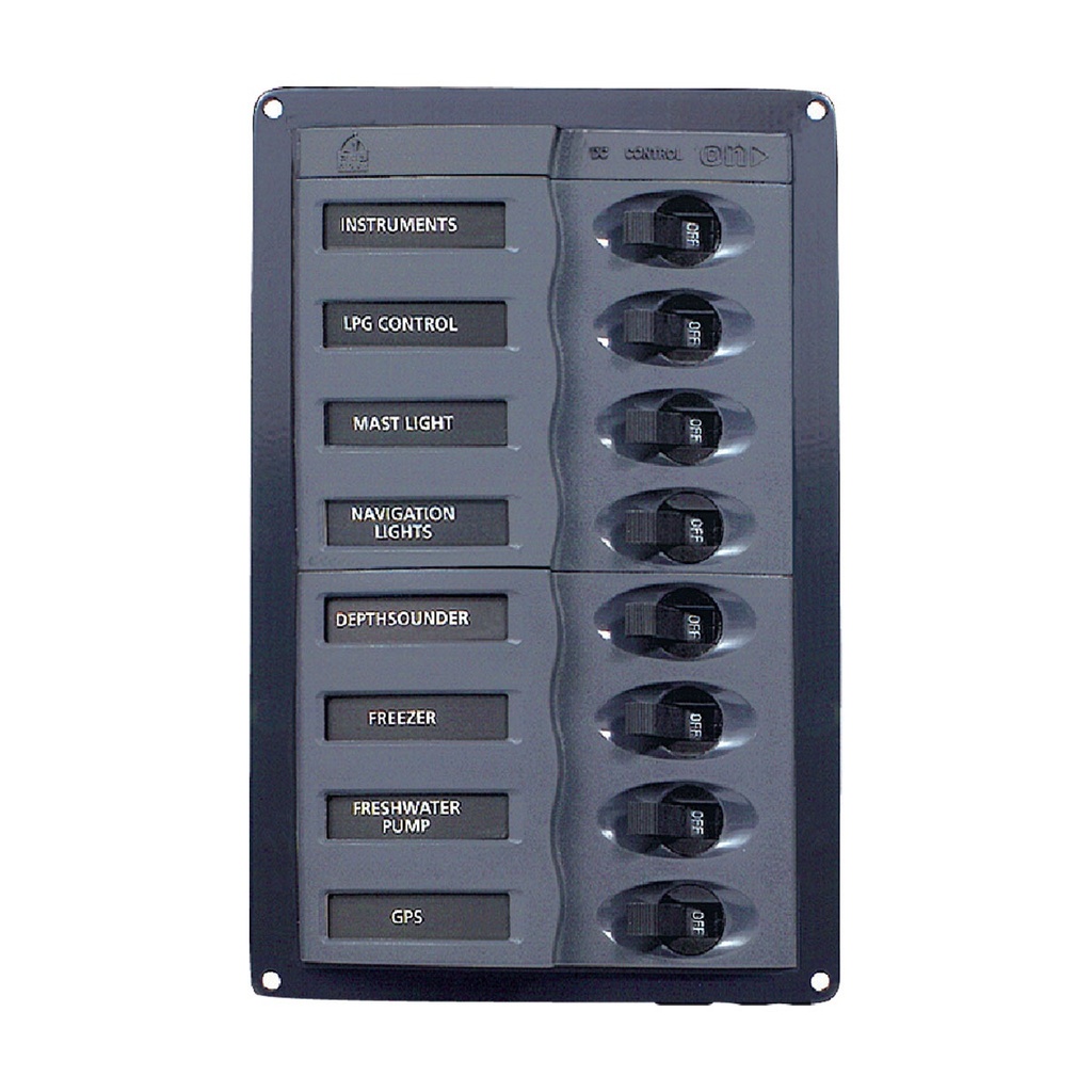 [113142-BLA] BEP DC CIRCUIT BREAKER PANEL 8CB VERTICAL 12-24V (113142)