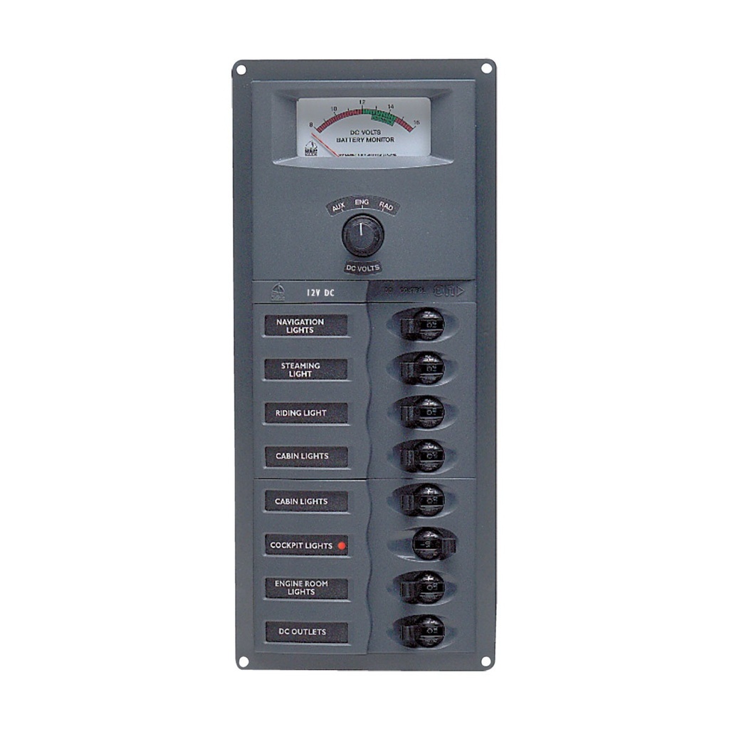 [113143-BLA] BEP DC CIRCUIT BREAKER PANEL 8CB VERTICAL 12V ANALOG (113143)