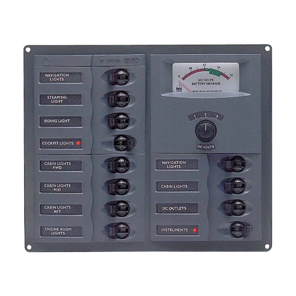 [113146-BLA] BEP DC CIRCUIT BREAKER PANEL 12CB SQUARE 12V ANALOG (113146)