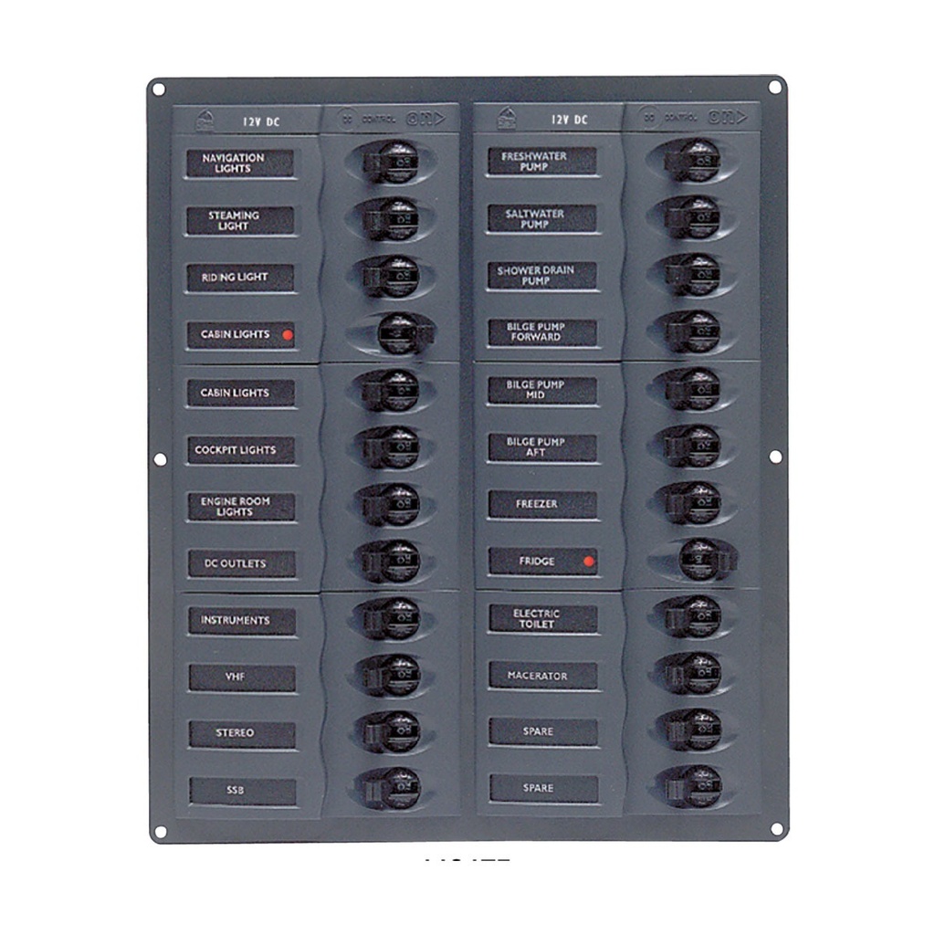 [113175-BLA] BEP DC CIRCUIT BREAKER PANEL 24CB VERTICAL 12-24V NO METER (113175)