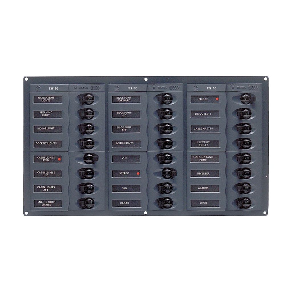[113176-BLA] BEP DC CIRCUIT BREAKER PANEL 24CB HORIZONTAL 12-24V NO METER (113176)