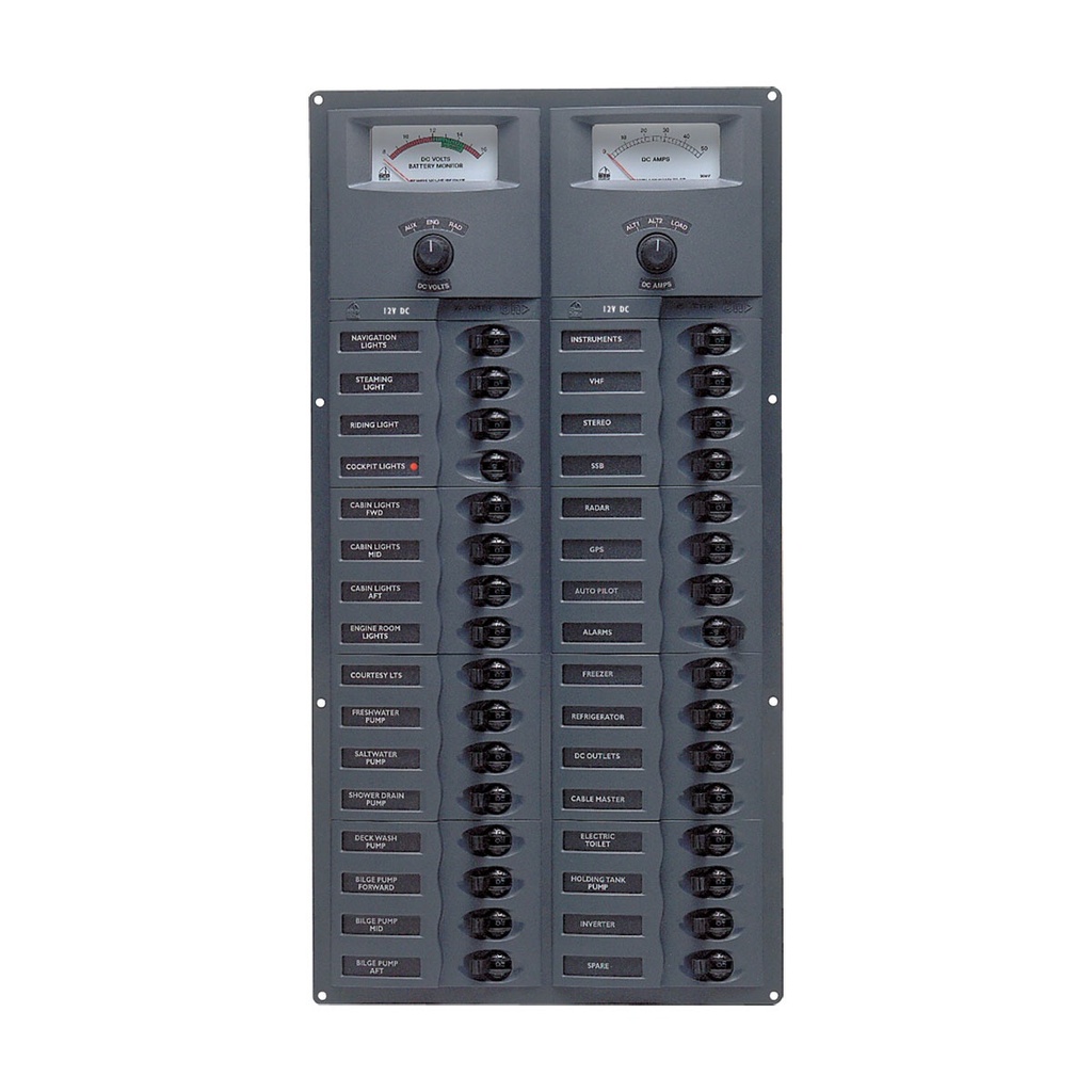 [113177-BLA] BEP DC CIRCUIT BREAKER PANEL 32CB VERTICAL 12V ANALOG (113177)