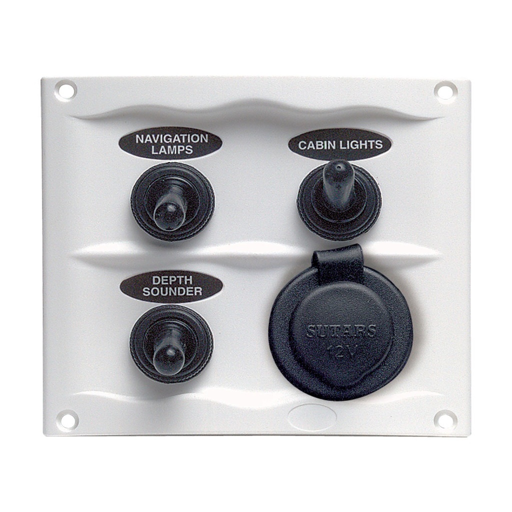 [113244-BLA] BEP WATERPROOF SWITCH PANEL 3 POSITION POWER SOCKET WHITE (113244)