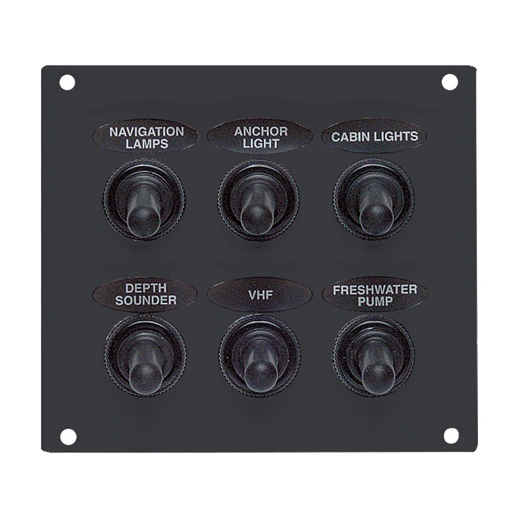 [113250-BLA] BEP WATERPROOF SWITCH PANEL 6 POSITION GREY (113250)