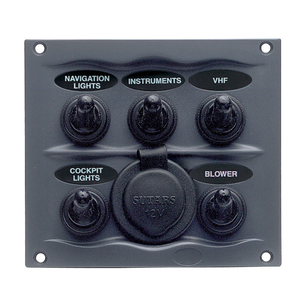 [113253-BLA] BEP WATERPROOF SWITCH PANEL 5 POSITION POWER SOCKET GREY (113253)