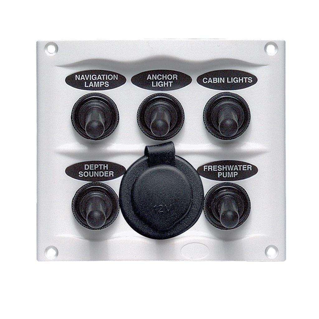 [113254-BLA] BEP WATERPROOF SWITCH PANEL 5 POSITION POWER SOCKET WHITE (113254)