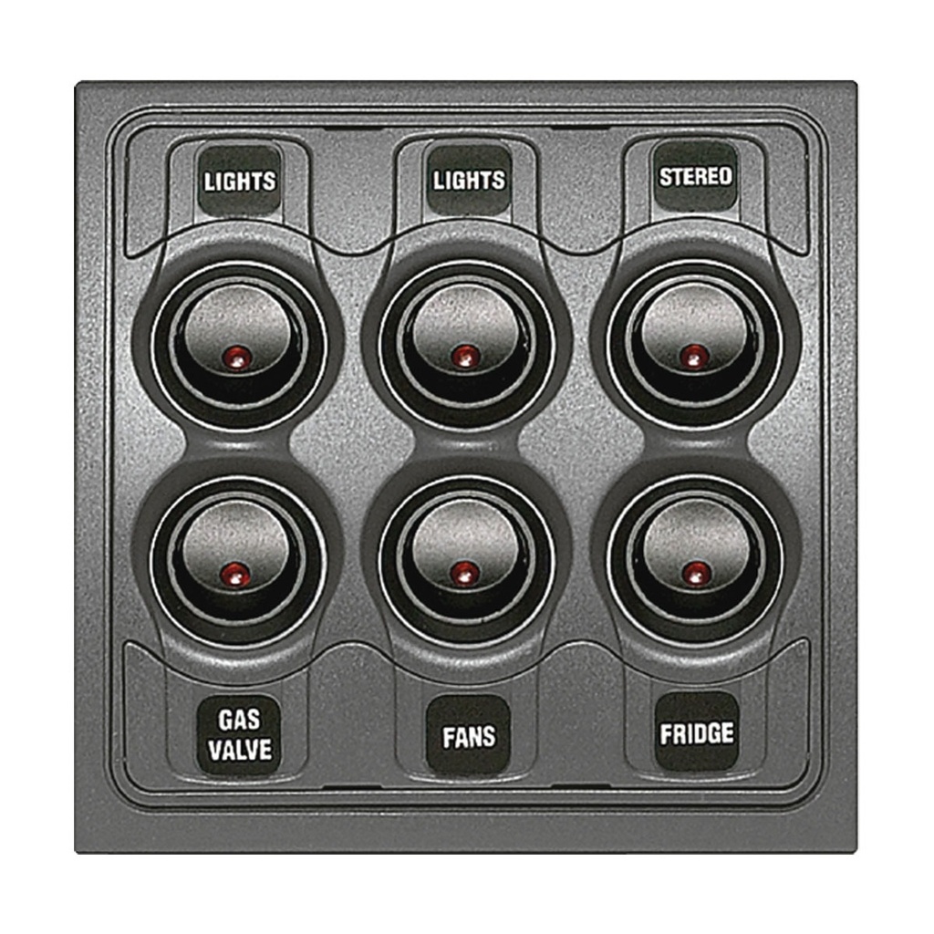 [113332-BLA] BEP CONTOUR 1000 SERIES SWITCH PANEL 6 WAY (113332)