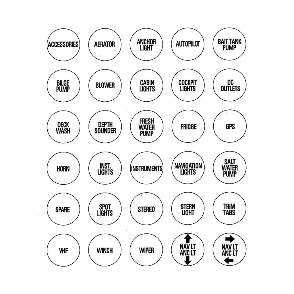 [113717-BLA] BEP MICRO SPRAYPROOF SWITCH PANEL LABEL SET LBL-MIC1 (113717)
