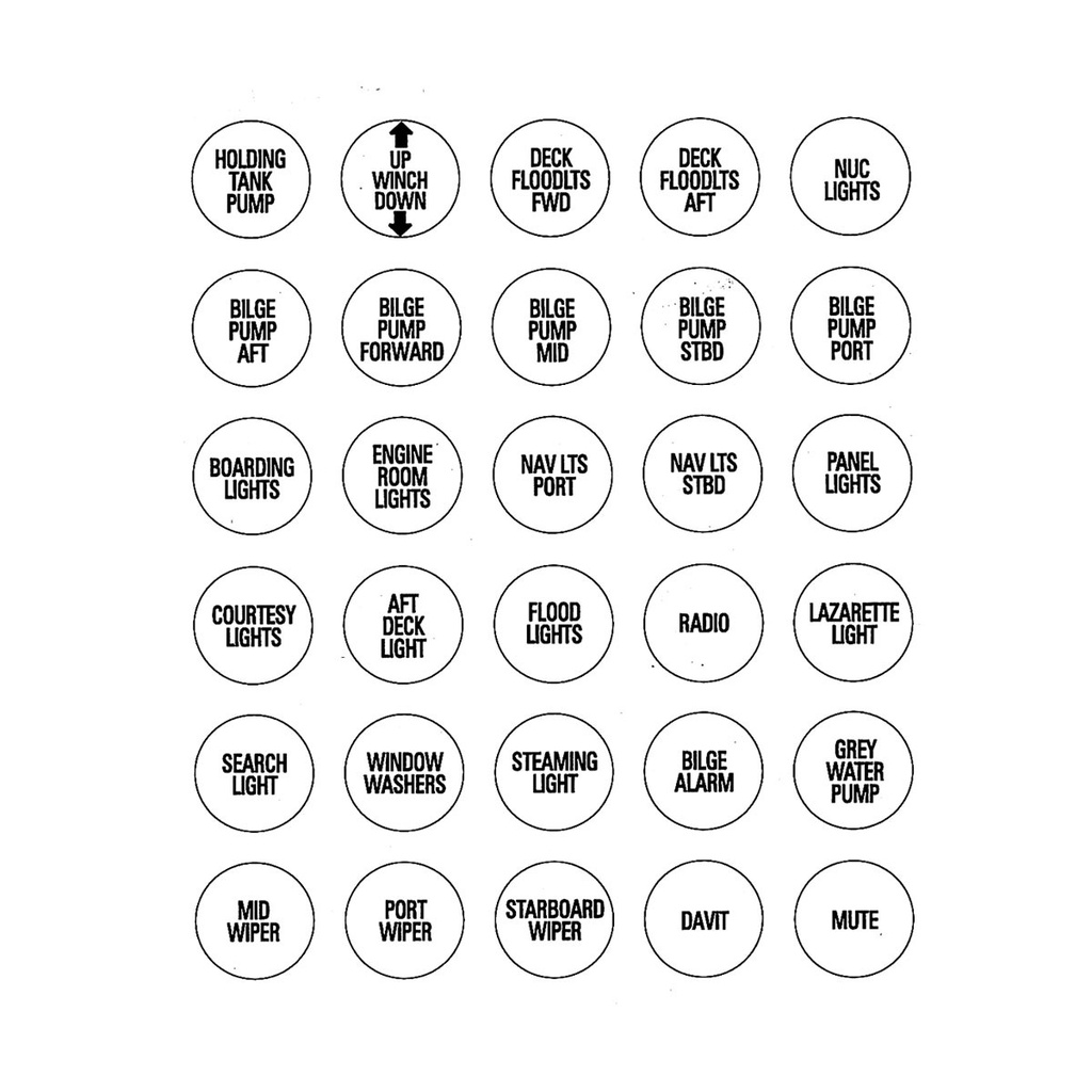 [113718-BLA] BEP MICRO SPRAYPROOF SWITCH PANEL LABEL SET LBL-MIC2 (113718)