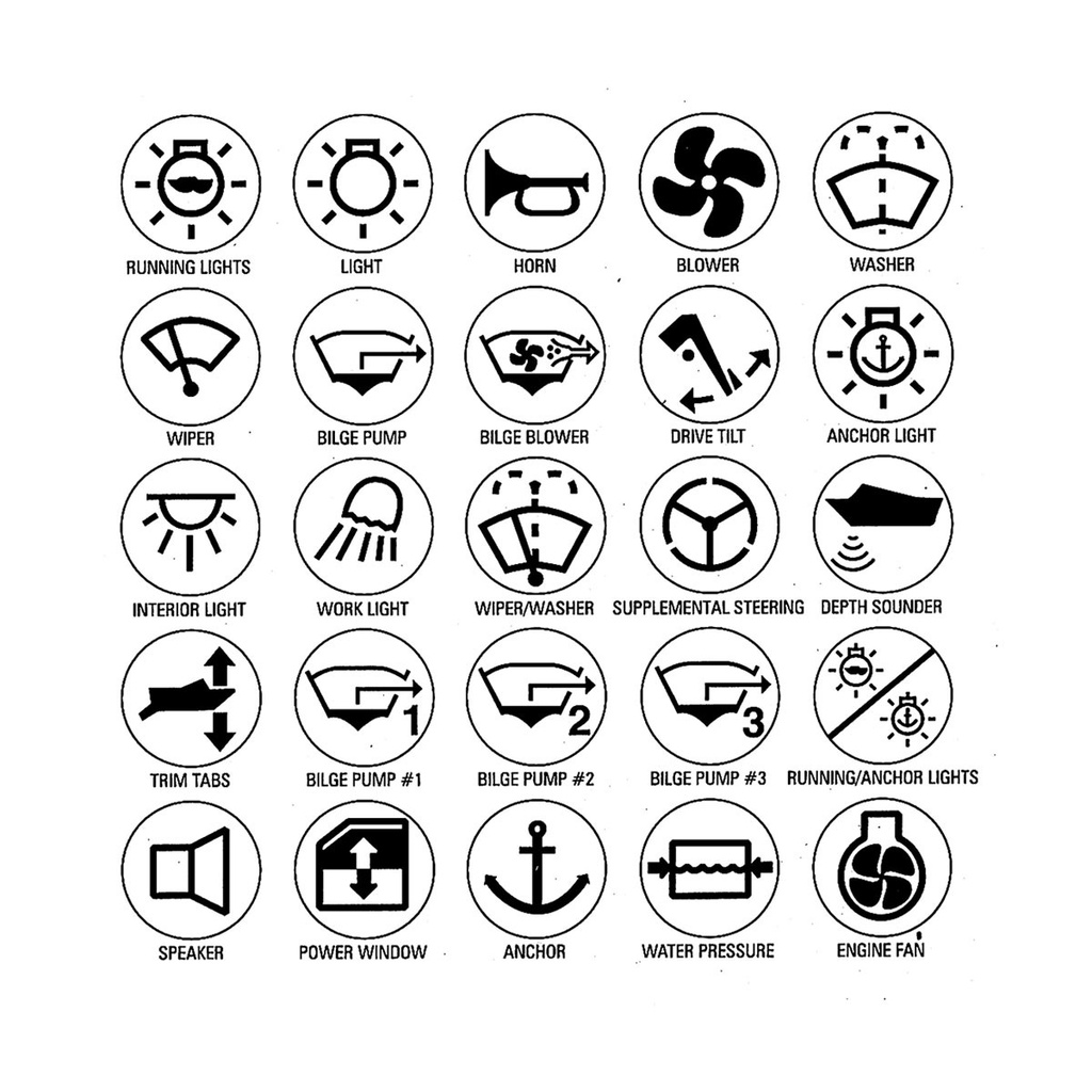 [113719-BLA] BEP MICRO SPRAYPROOF SWITCH PANEL LABEL SET SYMBOLS (113719)