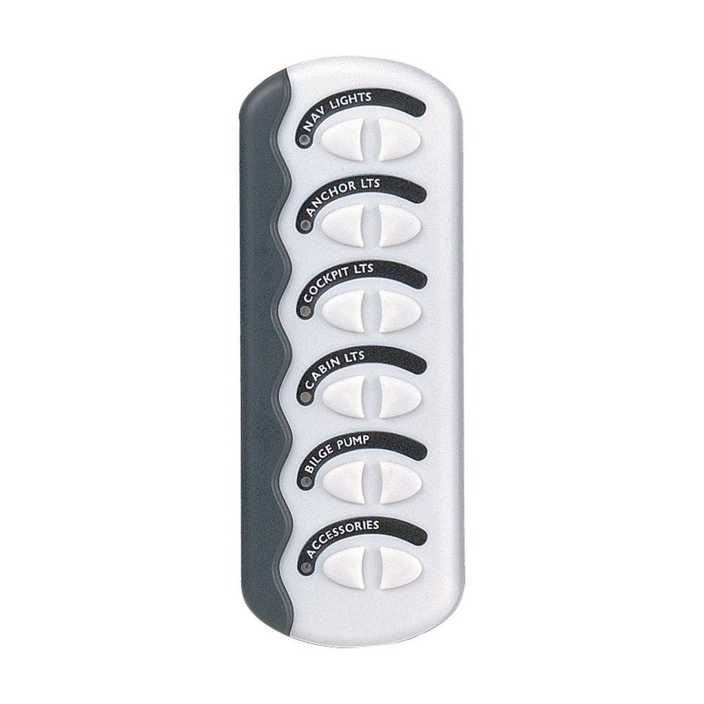 [113777-BLA] BEP CONTOUR GENII SWITCH PANEL 6 POSITION WHITE NO FUSE (113777)