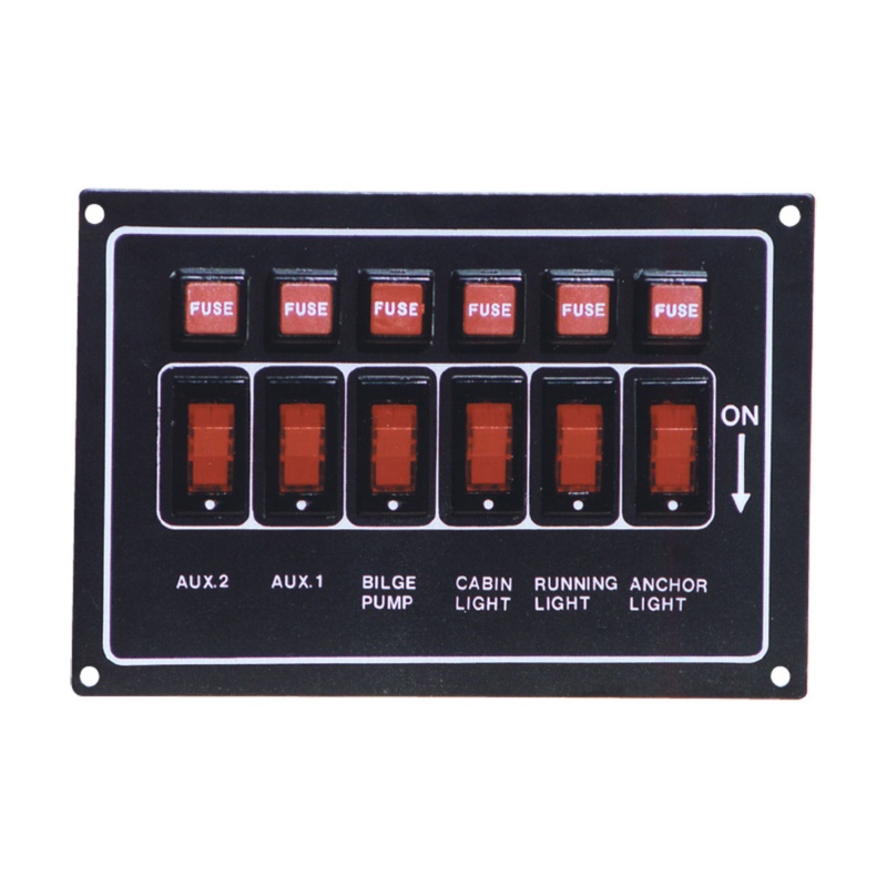 [114012-BLA] MARINE TOWN BLACK ALLOY SWITCH PANEL 6 POSITION (114012)