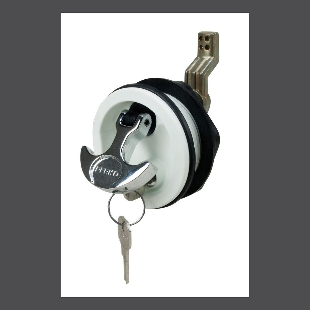 [402065-BLA] PERKO KEY LOCKING T HANDLE FLUSH CATCH CHROME/WHITE (402065)