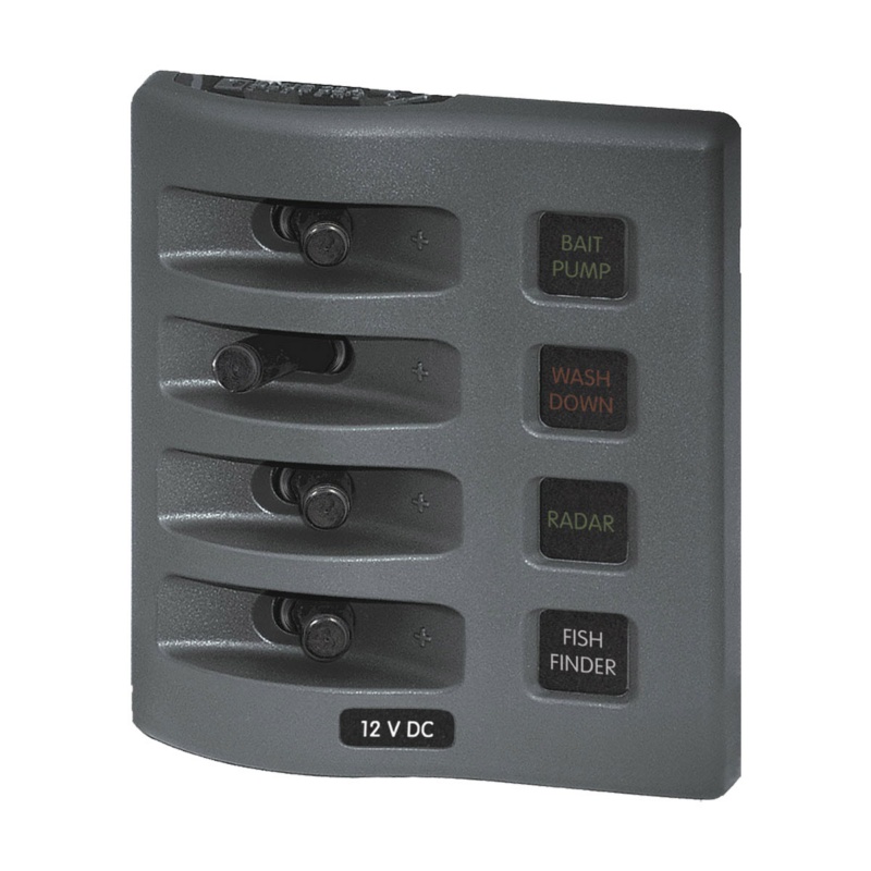 [BS-4304B-BLA] BLUE SEA WEATHERDECK SWITCH PANEL 4 POSITION BULK FUSED (BS-4304B)